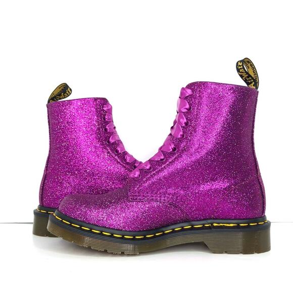 NIB Dr Martens Purple Glitter 1460 Pascal Ankle Boots Women’s 6 Shoes - Picture 6 of 13